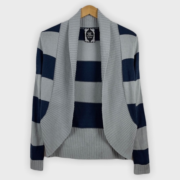New York Yoki Collection Sweaters - New York Yoki Collection Navy Blue & Gray Cardigan